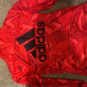 Adidas Vibrant Red Hoodie with Black Accents